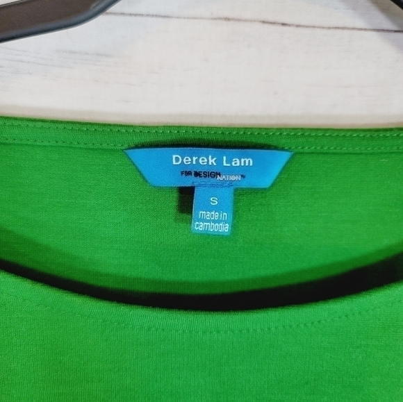 DEREK LAM GREEN & BLACK COLORBLOCK SHEATH DRESS, SZ SMALL - Picture 5 of 12